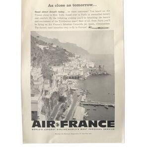 Vintage 1959 Air France As Close as Tomorrow Ad Advertisement